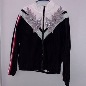 PINK Victoria's Secret Black and White Chevron Windbreaker Jacket